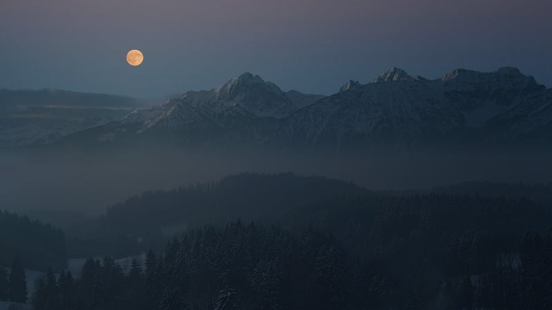 Fantasy mystical window with moon
